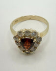 14k Diamond Garnet Ring