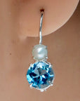 La Bohème Blue Topaz and Pearl Silver Earrings