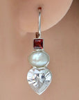 Fanny Kemble Cubic Zirconia, Freshwater Pearl and Rhodolite Garnet Silver Earrings