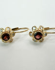 14kマドレーヌガーネット＆ダイヤモンドイヤリング（.30ct）