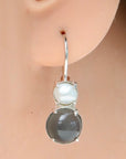 La Bohème Gray Moonstone and Pearl Silver Earrings