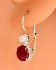 La Bohème Ruby and Pearl Silver Earrings