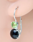La Bohème Onyx and Peridot Silver Earrings