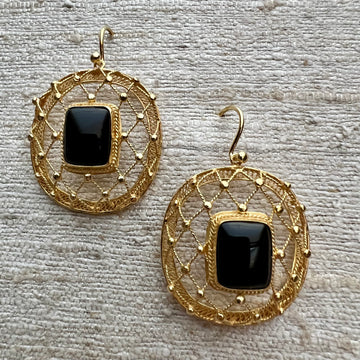 Heavenly Web Onyx Earrings