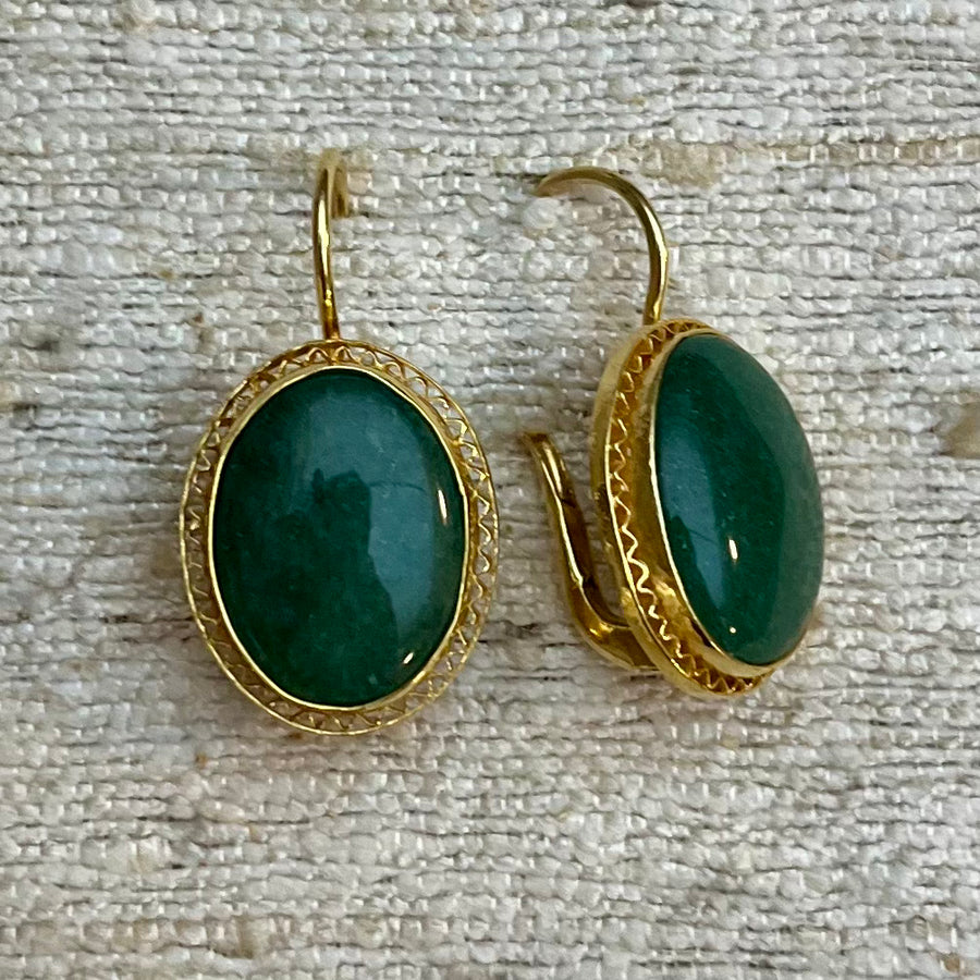Aventurine Oval Earrings