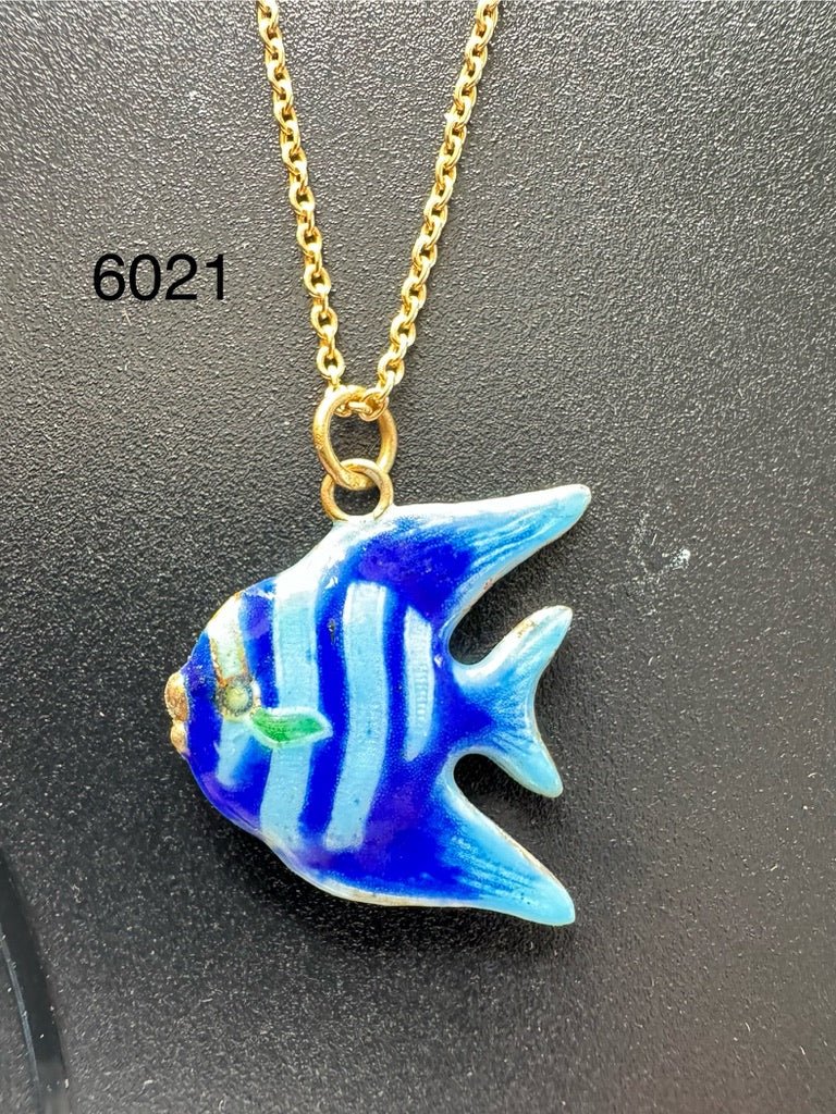 COPPER ENAMEL ANGEL FISH NECKLACE, RYL/ICE