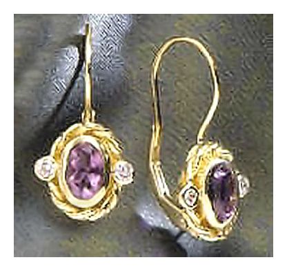 14k Alexandria Amethyst and Diamond Earrings (.10ct)