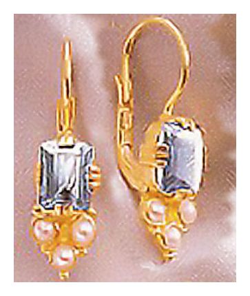 14k Annabel Lee Blue Topaz and Pearl Earrings