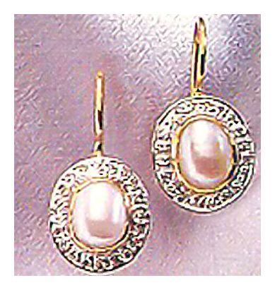 14k Artemis Pearl and Diamond Earrings (.20ct)
