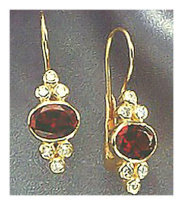 14k Brideshead Garnet and Diamond Earrings (.71ct)