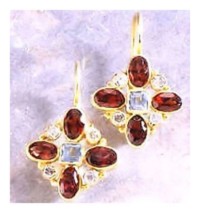 14k Buckingham Garnet and Topaz Diamond Earrings (.25ct)