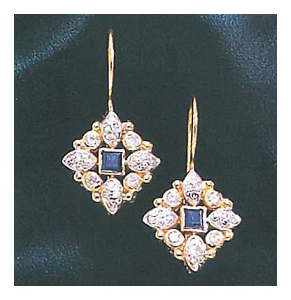 14k Carolingian Sapphire and Diamond Earrings (.50ct)