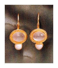 14k Clair De Lune Moonstone and Pearl Earrings