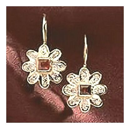 14k Comderella Diamond and Garnet Earrings (.25ct)