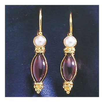 14k Costancia Garnet and Cultured Pearl Earrings
