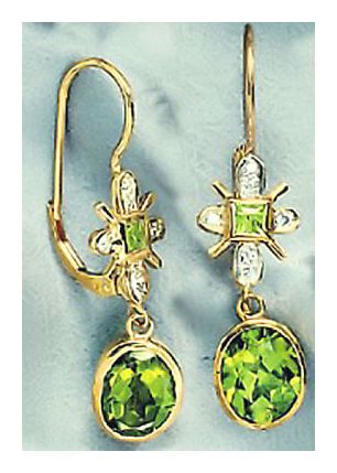 14k Cuchulain Peridot and Diamond Earrings (.08ct)