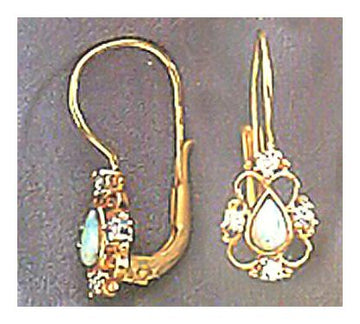 14k Dauphine Opal and Diamond Earrings (.25ct)