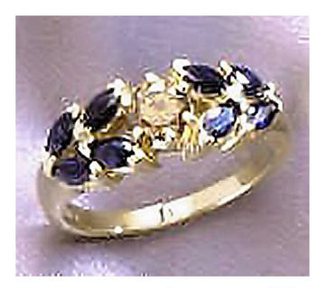 14k Delphine Sapphire and Diamond Ring