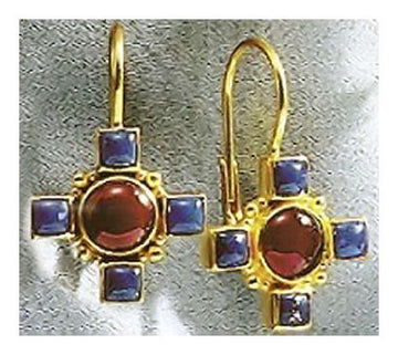 14k Domenica of Lombardy Carnelian and Lapis Earrings
