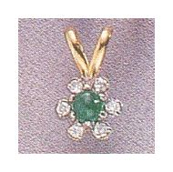 14k Emerald and Diamond Flower Pendant