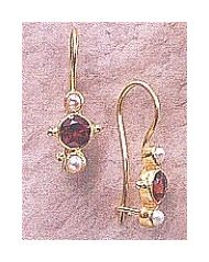14k Europa Garnet and Pearl Earrings