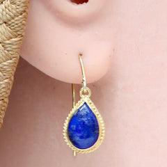 14k Filigree Teardrop Lapis Lazuli Earrings