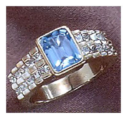 14k Fred Astaire Blue Topaz and Diamond Ring