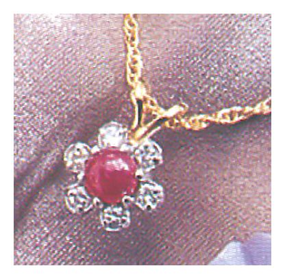14k Garnet and Diamond Flower Pendant