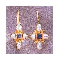 14k Iolite and Cultured Pearl Parlo Earrings