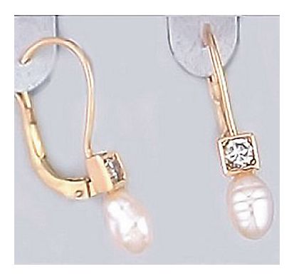 14k Jolie Pearl and Diamond Earrings (.20ct)