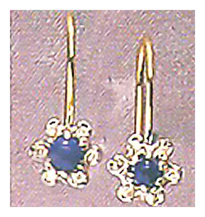 14k Lapis and Diamond Flower Earrings (.07ct)