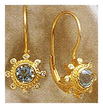 14k Le Soleil Bleu Blue Topaz and Diamond Earrings