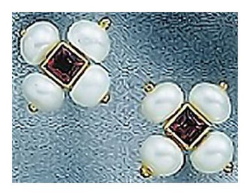 14k Lucie Manette Pearl and Garnet Earrings