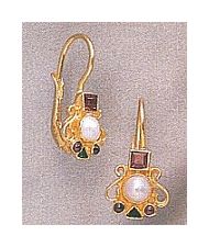 14k Madrigal Garnet and Cultured Pearl Earrings