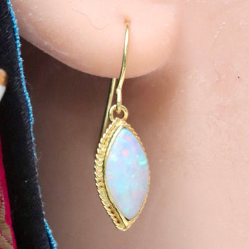 14k Marquis Cut Opal Earrings