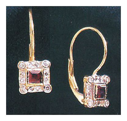 14k Monte Carlot Garnet and Diamond Earrings (.17ct)