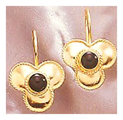 14k Onyx Flower Earrings