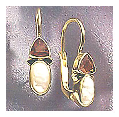 14k Oxford Garnet and Pearl Earrings