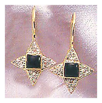 14k Persephone Onyx and Diamond Earrings