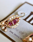 14k Rapunzel Ruby, Diamond and Pearl Earrings
