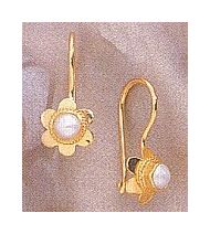 14k Rosebud Pearl Earrings