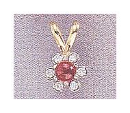 14k Ruby and Diamond Flower Pendant