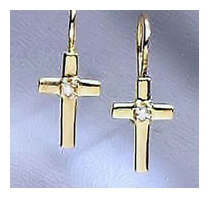 14k St. Diamond Cross Earrings (.10ct)