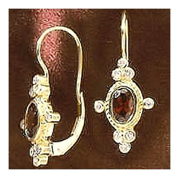 14k Tuileries Garnet and Diamond Earrings (.22ct)