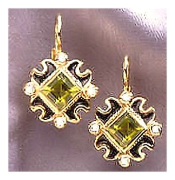 14k Venezia Peridot and Diamond Earrings (.25ct)