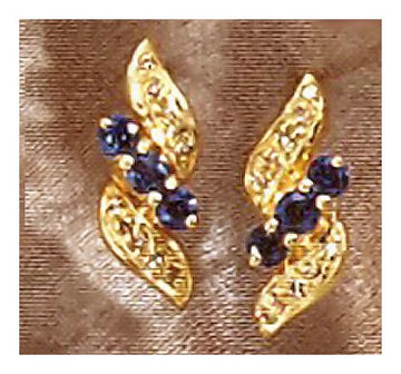 14k Winged Sapphire and Diamond Earrings