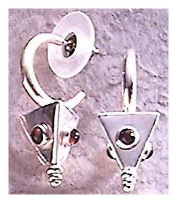 3-D Silver Triangle Earrings