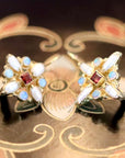 Guinevere 14k Gold, Garnet, Pearl and Opal Earrings