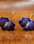 Vintage Shashi Flowering Orchid Earrings, EggPlant color