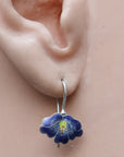 Vintage Shashi Flowering Orchid Earrings, EggPlant color